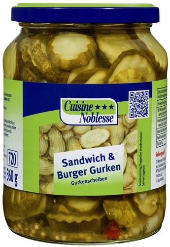 27592 Cuisine Noblesse Sandwich & Burgergurken 720 ML ATG 360 G