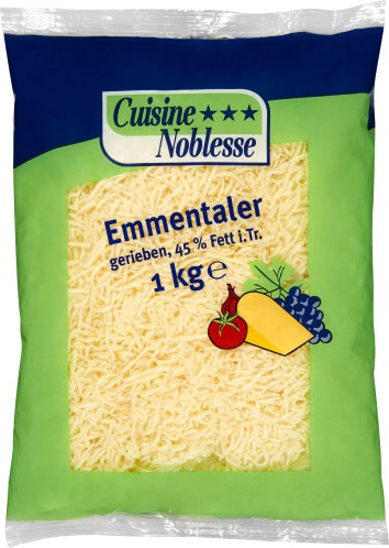 60835 Cuisine Noblesse Bayerischer Emmentaler gerieben, 45 % Fett i.Tr. 1 KG