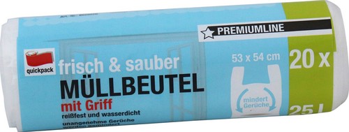 81885 Quickpack Müllbeutel Frisch + Sauber mit Griff 25 Liter 8 ST