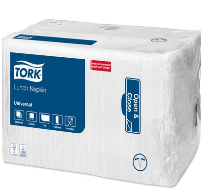 83387 Tork Lunchserviette weiss 33 x 33 cm 1/8-Falz 1-lagig 500 ST
